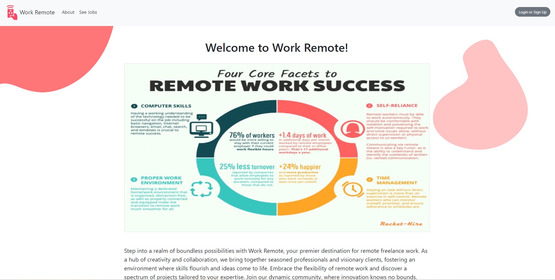 screenshot of the work remote applications homepage